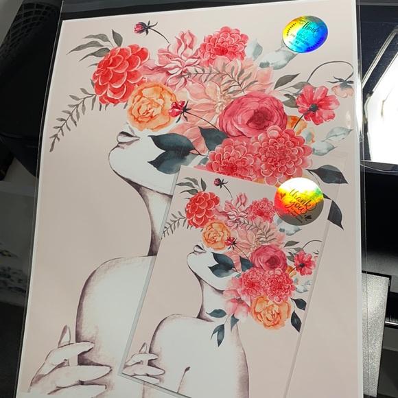 Abstract Floral Woman Wall Art Print Unframed - Picture 9 of 16